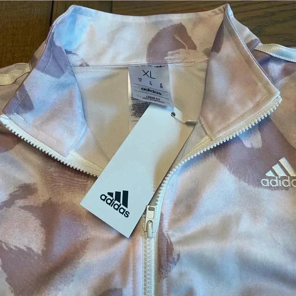ADIDAS Girls Sz XL Gorgeous Mauve Flower Pattern Track Jacket NWT - Picture 5 of 6